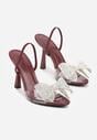 Bordowe Transparentne Sandały na Klepsydrowej Szpilce z Kokardą i Cyrkoniami Feralia
