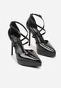 Czarne Szpilki z Platformą i Przeplatanymi Paskami Ferinela
