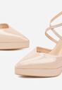 Beżowe Szpilki z Platformą i Przeplatanymi Paskami Ferinela