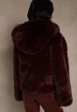 Bordowa Kurtka Futerko z Nieodpinanym Kapturem Vetisala