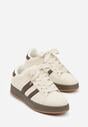 Beżowo-Brązowe Sneakersy Ozdobione Paskami Dolirenna