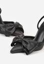 Czarne Sandały na Szpilce Slingback Ozdobione Kokardą Terrafera