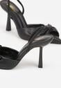 Czarne Sandały na Szpilce Slingback Ozdobione Kokardą Terrafera