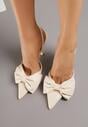 Beżowe Sandały na Szpilce Slingback Ozdobione Kokardą Terrafera