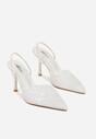 Białe Szpilki Slingback Zdobione Perełkami i Cekinami Irifera