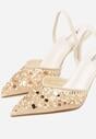 Beżowe Szpilki Slingback Zdobione Perełkami i Cekinami Irifera