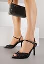 Czarne Eleganckie Sandały na Szpilce Ozdobione Cyrkoniami  Viofera