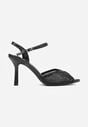 Czarne Eleganckie Sandały na Szpilce Ozdobione Cyrkoniami  Viofera