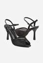 Czarne Eleganckie Sandały na Szpilce Ozdobione Cyrkoniami  Viofera