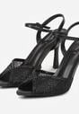 Czarne Eleganckie Sandały na Szpilce Ozdobione Cyrkoniami  Viofera