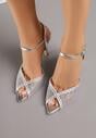 Srebrne Eleganckie Sandały na Szpilce Ozdobione Cyrkoniami  Viofera