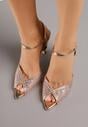 Szampańskie Eleganckie Sandały na Szpilce Ozdobione Cyrkoniami  Viofera
