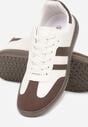 Beżowo-Brązowe Casualowe Sneakersy na Płaskiej Podeszwie z Paskami Jereria