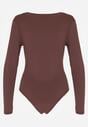 Brązowe Body z Marszczeniem i Metaliczną Ozdobą Feriana
