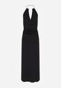 Czarna Wieczorowa Sukienka Halter z Odkrytymi Plecami Sewsara