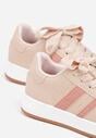Różowe Sneakersy na Niskiej Platformie z Naszywkami Flordexia
