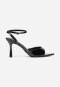 Czarne Sandały na Szpilce z Paskiem z Klamerką i Lakierowanym Połyskiem Celafere