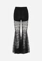 Czarne Spodnie High Waist o Kroju Dzwonów z Koronki Ferella