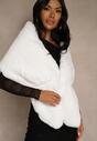 Białe Ponczo z Ozdobnym Futerkiem Cralinne