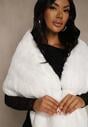 Białe Ponczo z Ozdobnym Futerkiem Cralinne