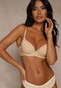 Beżowy Gładki Biustonosz z Efektem Push-up Theisithea