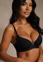Czarny Gładki Biustonosz z Efektem Push-up Theisithea
