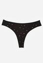 Czarne Majtki Strongi z Drobnym Nadrukiem z Bawełną Clymeine