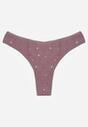 Fioletowe Majtki Strongi z Drobnym Nadrukiem z Bawełną Clymeine
