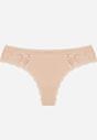 Beżowe Majtki Stringi Ozdobione Koronką z Bawełną Meniliphis