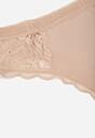 Beżowe Majtki Stringi Ozdobione Koronką z Bawełną Meniliphis