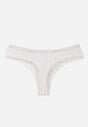 Jasnoszare Majtki Stringi Ozdobione Koronką z Bawełną Meniliphis