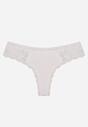 Białe Majtki Stringi Ozdobione Koronką z Bawełną Meniliphis
