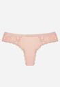 Jasnoróżowe Majtki Stringi Ozdobione Koronką z Bawełną Meniliphis