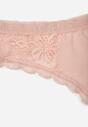 Jasnoróżowe Majtki Stringi Ozdobione Koronką z Bawełną Meniliphis