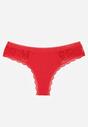 Czerwone Majtki Stringi Ozdobione Koronką z Bawełną Meniliphis
