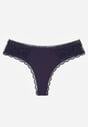 Granatowe Majtki Stringi Ozdobione Koronką z Bawełną Meniliphis