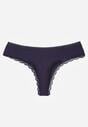 Granatowe Majtki Stringi Ozdobione Koronką z Bawełną Meniliphis