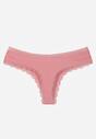 Ciemnoróżowe Majtki Stringi Ozdobione Koronką z Bawełną Meniliphis