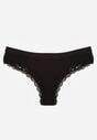 Czarne Majtki Stringi Ozdobione Koronką z Bawełną Meniliphis