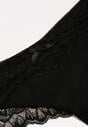 Czarne Majtki Stringi Ozdobione Koronką Phisoris