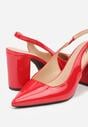 Czerwone Sandały Lakierowane na Słupku Slingback Halasela