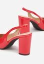 Czerwone Sandały Lakierowane na Słupku Slingback Halasela