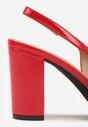 Czerwone Sandały Lakierowane na Słupku Slingback Halasela