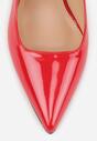 Czerwone Sandały Lakierowane na Słupku Slingback Halasela