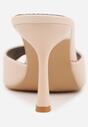 Beżowe Klapki na Szpilce ze Szpiczastym Odkrytym Noskiem Sewnila
