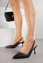 Czarne Sandały Slingback na Szpilce z Aplikacją z Nitami Sewluna