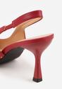 Czerwone Sandały Slingback na Szpilce z Aplikacją z Nitami Sewluna