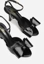 Czarne Lakierowane Sandały z Kokardkami Orimoni