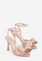 Beżowe Lakierowane Sandały z Kokardkami Orimoni
