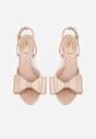 Beżowe Lakierowane Sandały z Kokardkami Orimoni